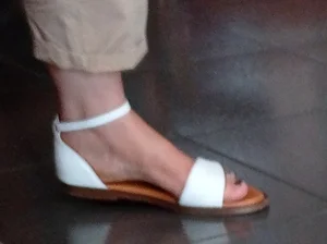 Mature milf's feet in sandals closeups