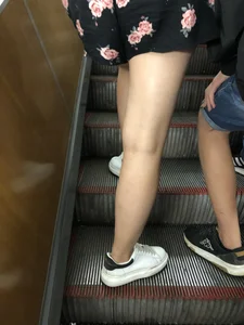 Sexy Legs on the Escalator Closeup Creepshot