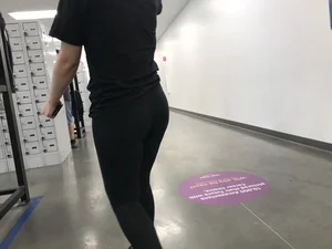Amazon brunette employee with a nice booty in leggings