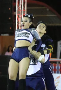 Bunch of athletic Thai cheerleaders at a competition