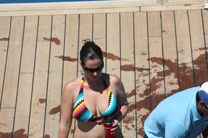 Mostly mature bikini babes on a Carnival cruise