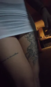Skinny table dance stripper in a sexy tight white spandex mini dress [OC]