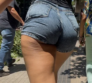 Incredible ass of pretty girl jean shorts