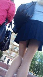Street Sexy Creepshot of a Teen with Very Skinny Legs