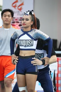 Bunch of athletic Thai cheerleaders at a competition