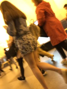 Girl in Short Dress with Cute Skinny Legs Hot Subway Candid