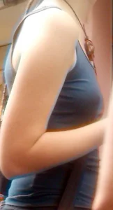 Braless babe in tank top with puffy pokies