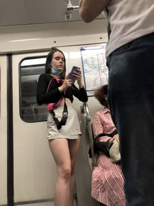 Cute Teen in Shorts, a Top and Sneakers Subway Huge Creepshots Collection