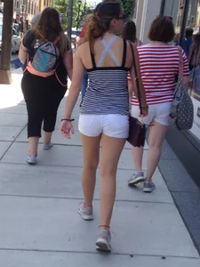 Philly girl with a nice ass in white shorts with vpl