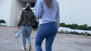 Blonde PAWG in blue leggings shopping at Sephora (Not OC)