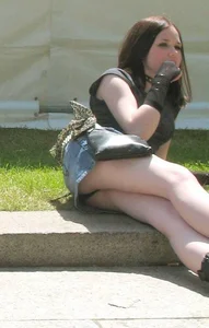 Street Candid Cute Teen Lying on Sidewalk Upskirt
