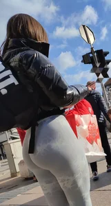 Bomb in leggings  ass scratching