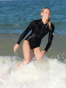 Hot surfer chicks out in the water