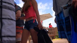 Great Booty on Denim Shorts Closeups