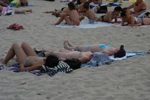 Verna topless beach girls out in the sun