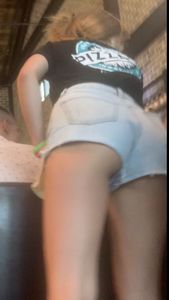 Cute Cheeky Blonde Server in Booty Shorts (OC)