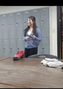 Cute student in leggings
