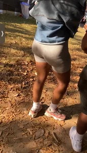 Tight ass in gray leggings bodysuit