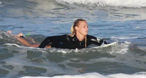 Hot surfer chicks out in the water