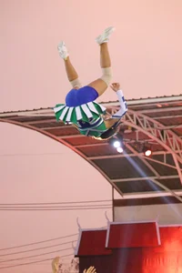 Bunch of athletic Thai cheerleaders at a competition