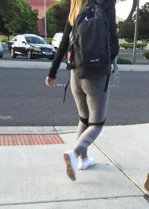 Candid Girl With a Sexy Flat Ass And Slim Legs in Grey Tights
