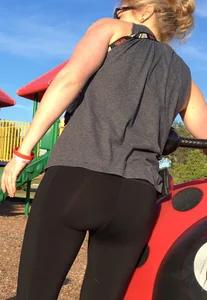 Milf in see through leggings at the playground with vtl
