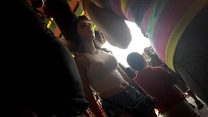Jean shorts at theme park