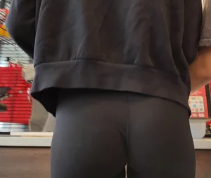 OC. Slim blonde nice butt with black leggings buried in her crack