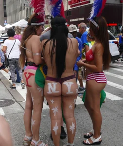 Painted NYC girls in thongs with amazing bodies