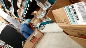 Oblivious Home Depot Milf cleaning up.