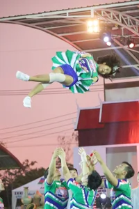 Bunch of athletic Thai cheerleaders at a competition