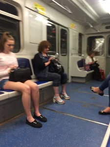 Hot Legs in Denim Mini Shorts Subway Train Candids