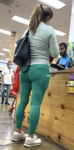 Thick milf pawg in bright yoga pants at TJ