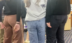 Skinny teens in the arcade