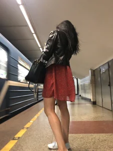 Nice Thin Tattooed Legs Candid Photos - Hot Girl on the Subway Station