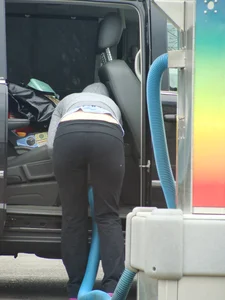 Girls cleaning their cars in jeans and pants