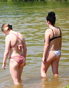 2 bikini babes at the lake