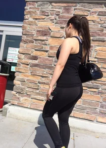 Big assed brunette in leggings at Target