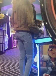 Skinny teens in the arcade