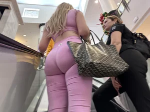 Ass in pink outfit