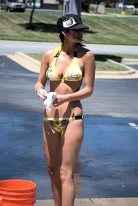 Various sexy girls at car washes in bikinis