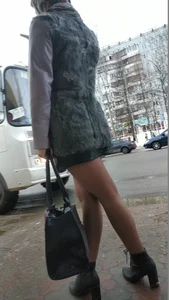 Girl with Hot Legs on High Heels Winter Creepshot