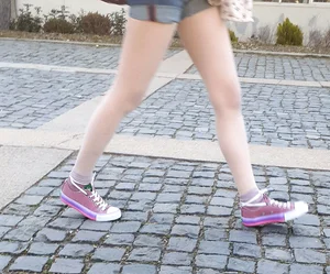 Slim teen legs street candid closeups