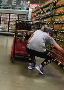 Big booty milf grocery shopping in unique sexy leggings