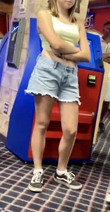Skinny teens in the arcade