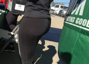 Dicks girl in leggings with an incredible ass