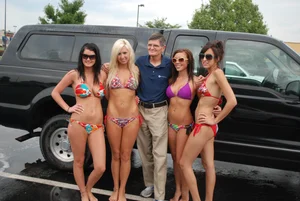 Various sexy girls at car washes in bikinis
