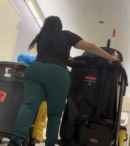Latina in Tight Green Scrubs (VPL) knew she was recorded! (OC)