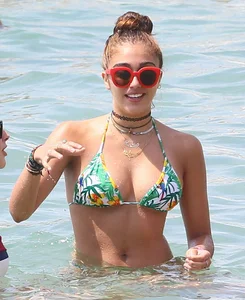 Lourdes Leon in bikinis at a beach in Cannes