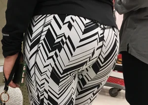 Black and white patterned leggings booty on cute girl at Target